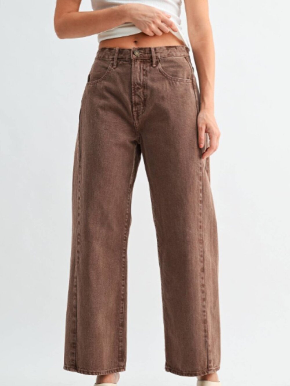 Just Black Denim Vintage Brown Barrel Jean Twist
